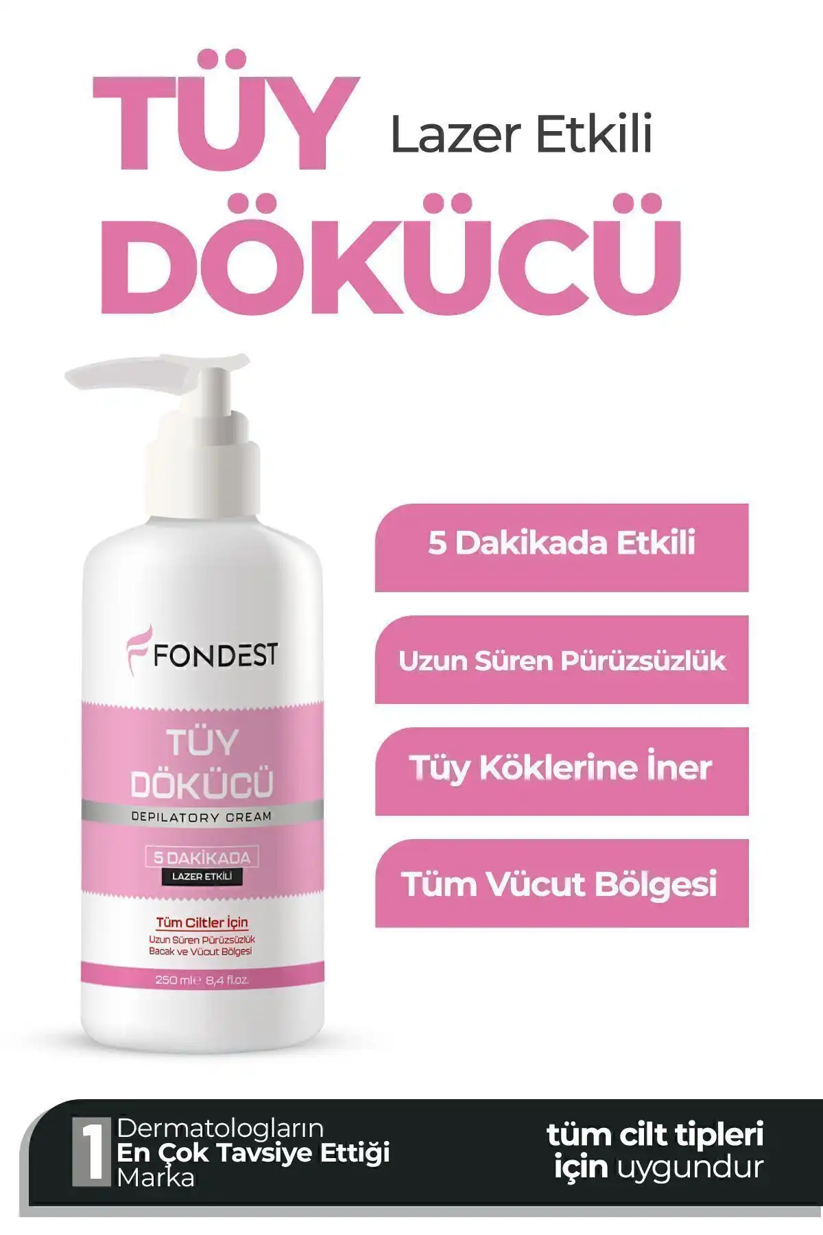 FONDEST Lazer Etkili Tüy Dökücü Krem ile Pürüzsüz Cilt Deneyimi