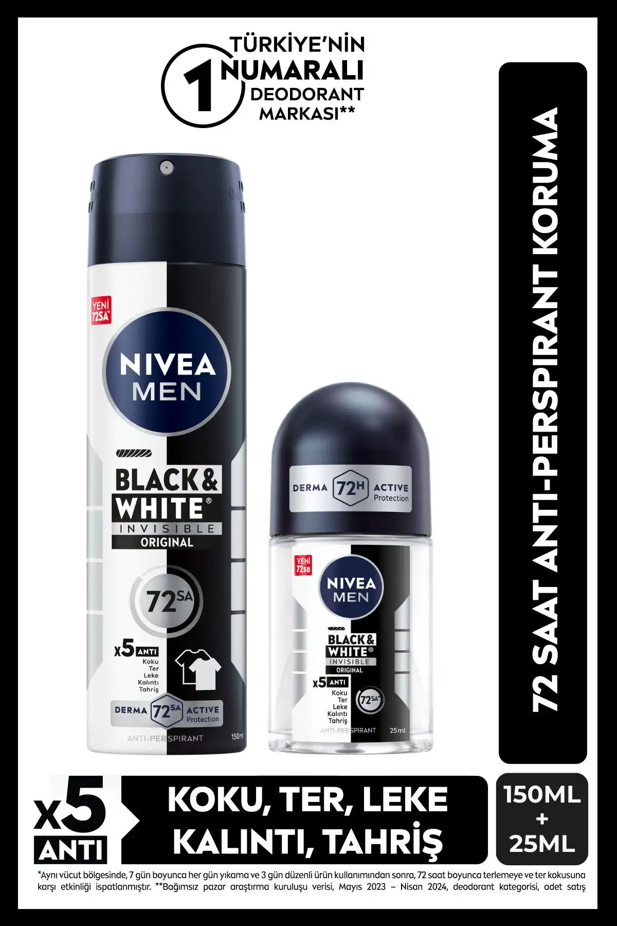 NIVEA MEN Erkek Sprey Deodorant Black&White Invisible 150ml Özellikleri