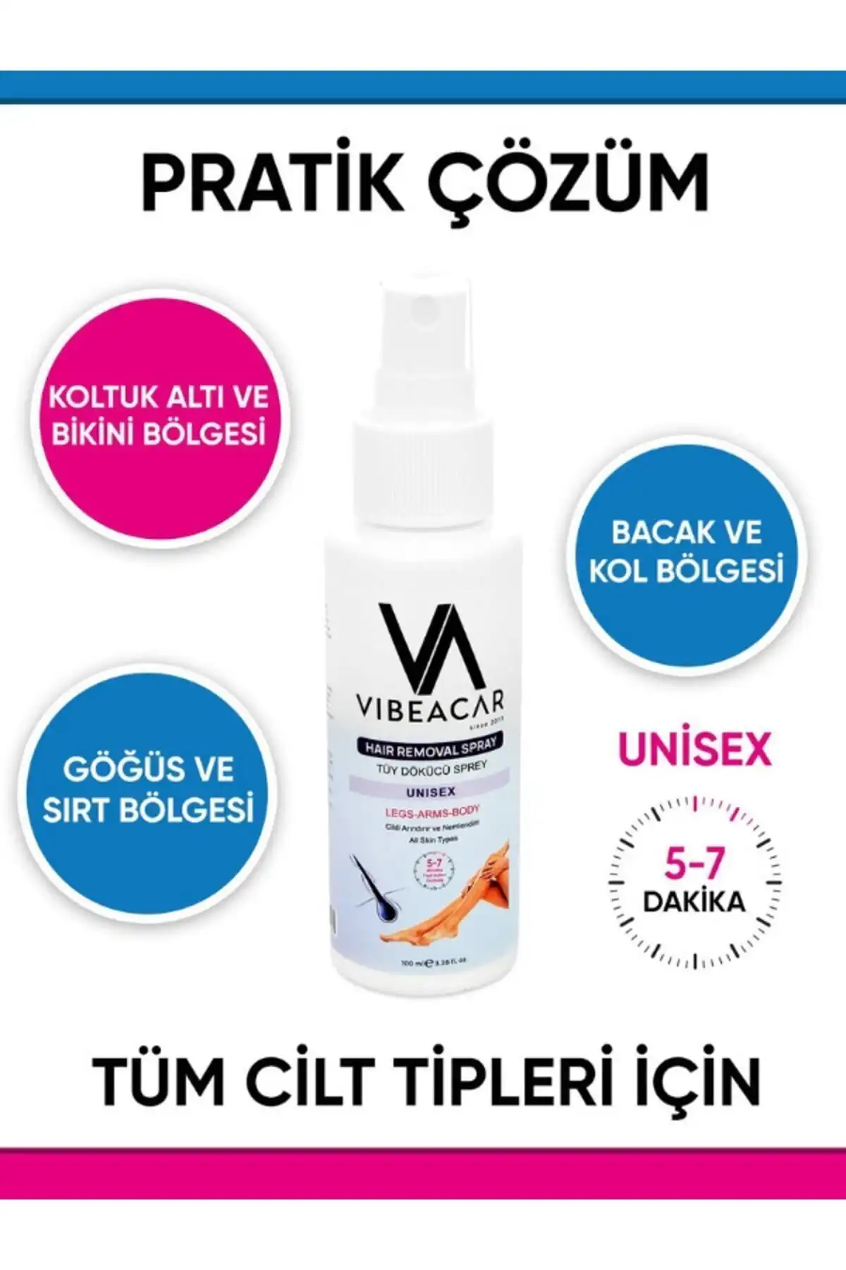 VIBEACAR Unisex Tüy Dökücü Krem Sprey ile Hızlı ve Etkili Cilt Bakımı
