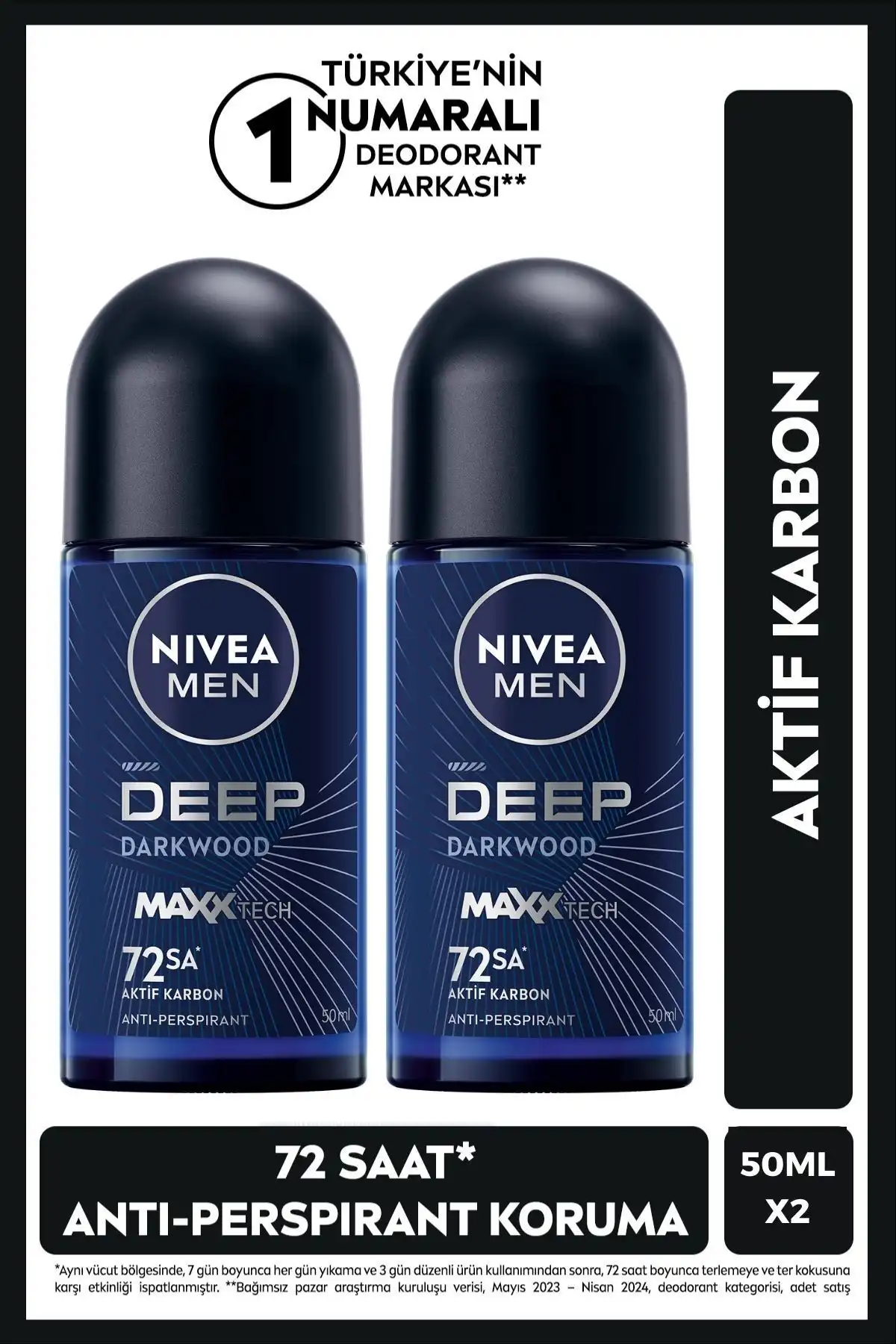 NIVEA MEN Erkek Roll-on Deodorant Deep Dimension ile Ferah Kalın