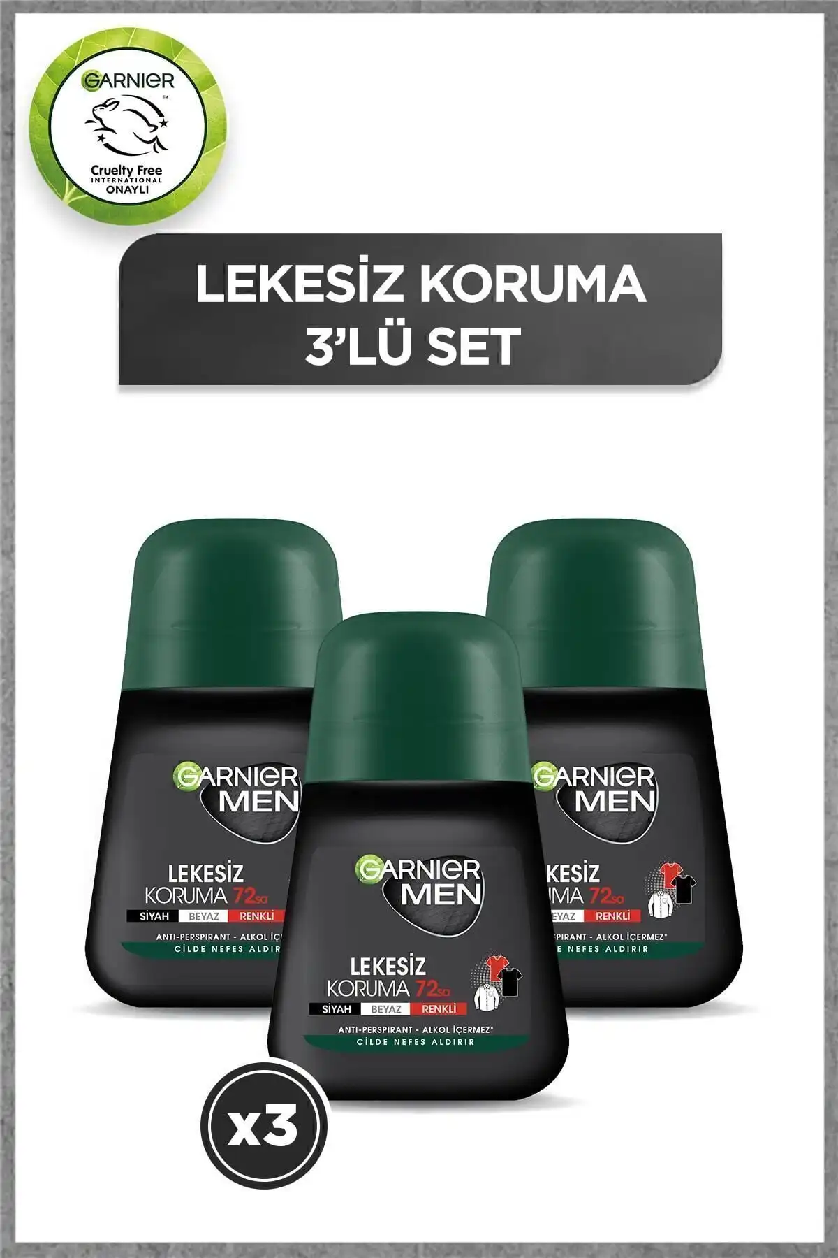Garnier 3'lü Men Lekesiz Koruma Roll-on Seti: Taze Kalıcı Koruma