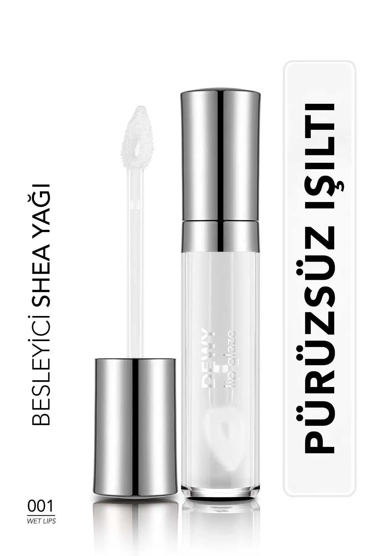 Flormar Besleyici Dudak Parlatıcısı Dewy Lip Glaze 001 Wet Lips – Nemlendirici ve Işıltılı Dudaklar