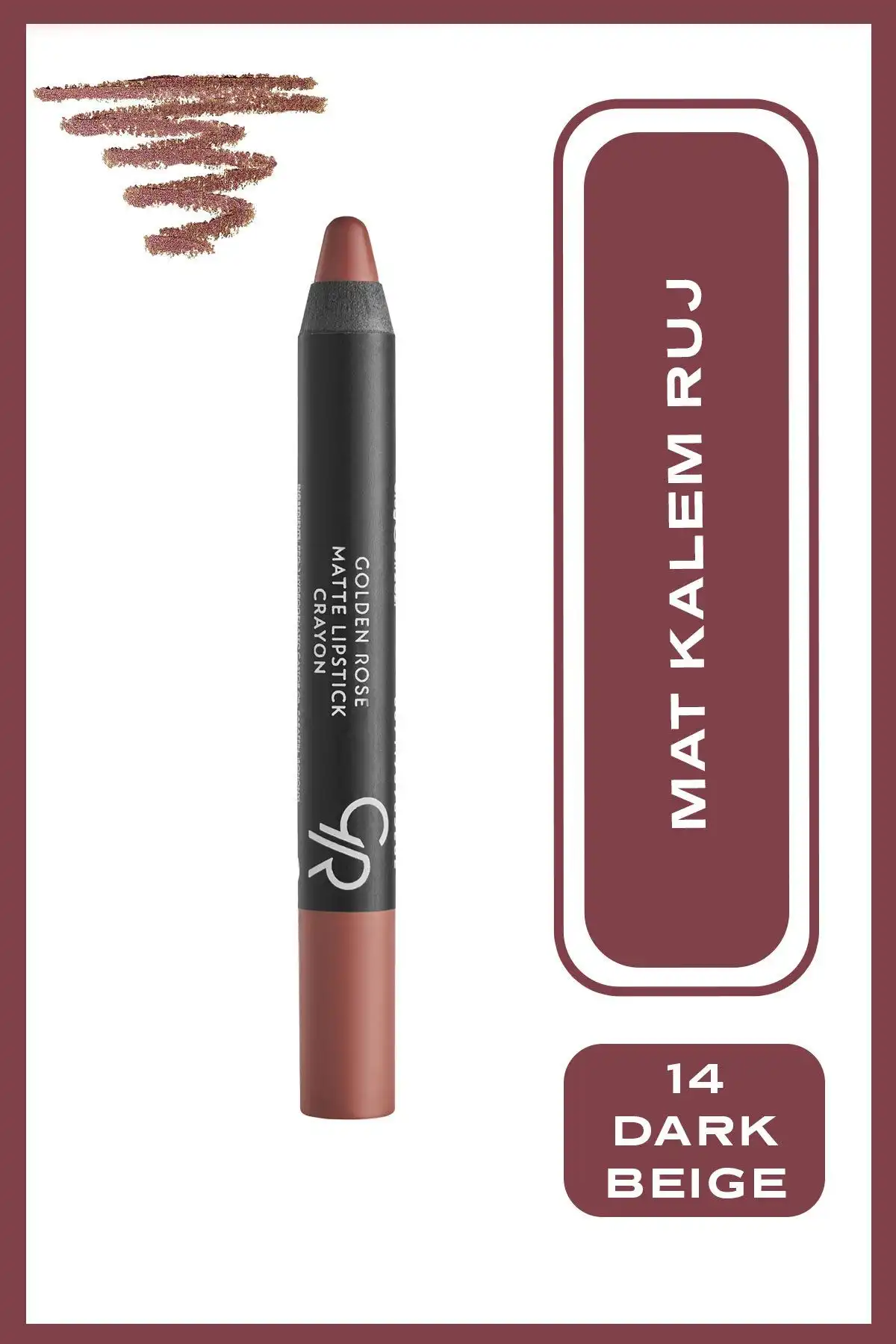 Golden Rose Matte Lipstick No 14 Dark Beige Dudaklara Doğal ve Çekici Bir Görünüm Sunar