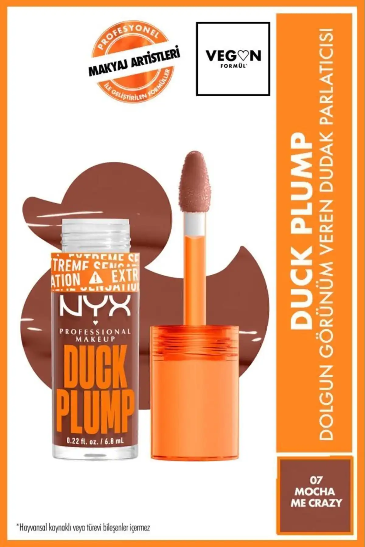 NYX Duck Plump Dudak Parlatıcısı 07 Mocha Me Crazy doğal ve parlak dudak görünümü sağlar