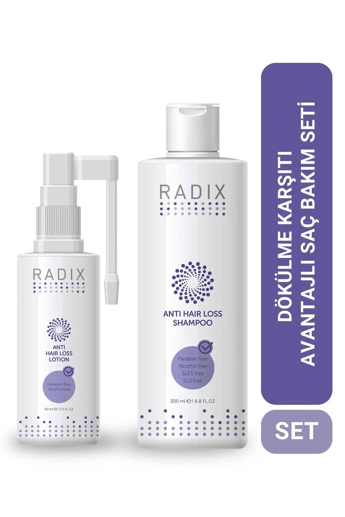 Radix Ikili Set: Vegan Dökülme Karşıtı Şampuan ve Losyon Sprey