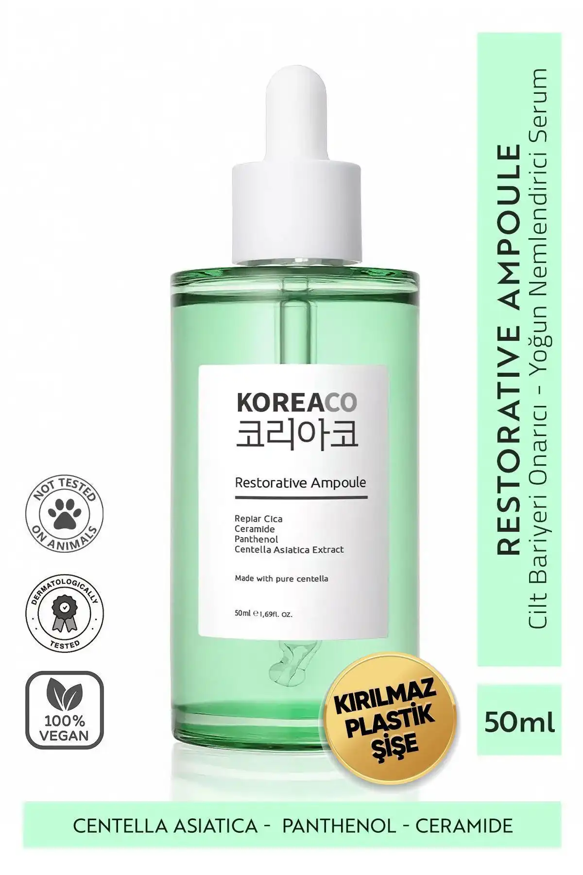 KOREACO Centella & Cica & Ceramide Ampoule: Onarıcı ve Nemlendirici Günlük Cilt Bakımı