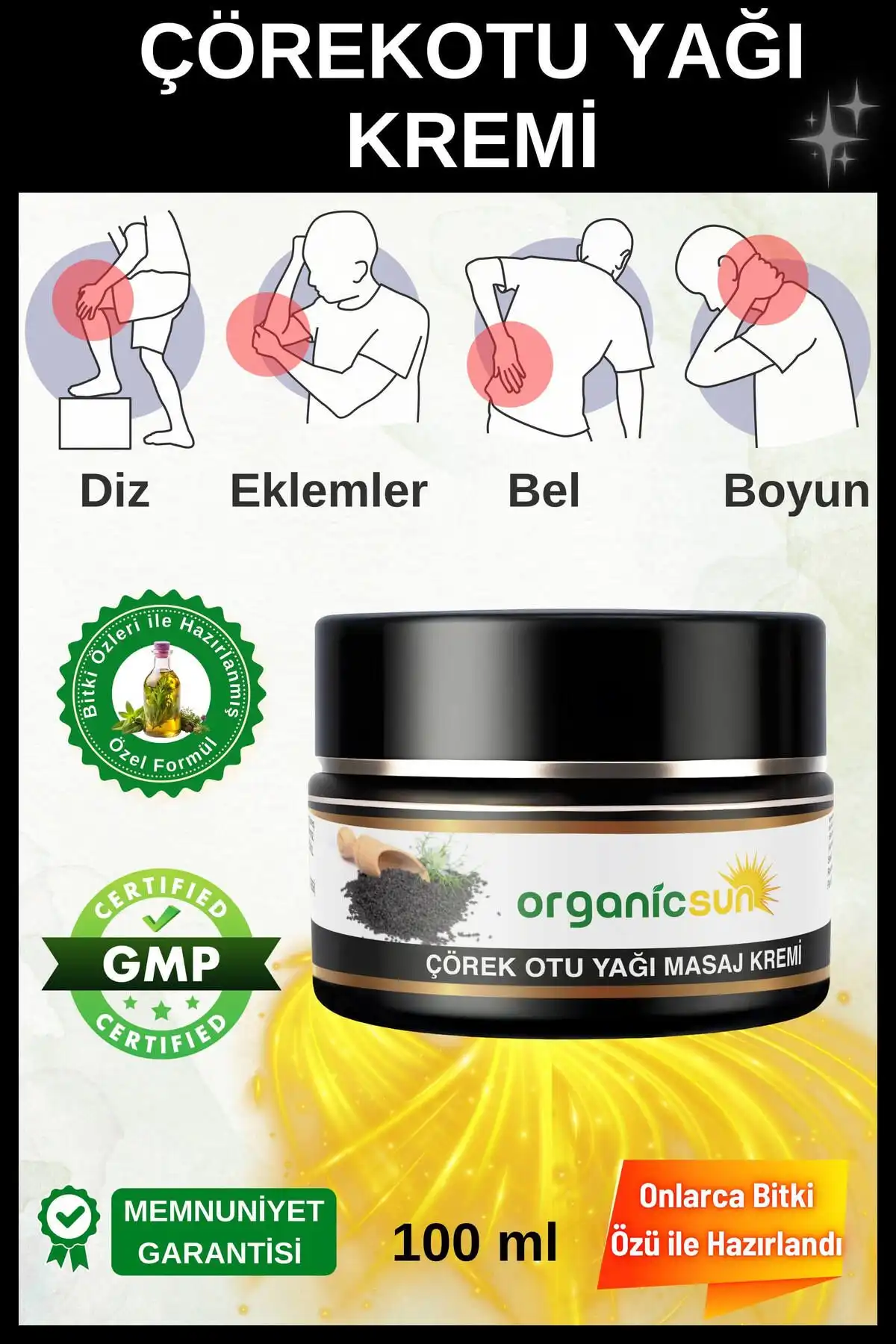 Organicsun Çörek Otu Yağlı Ağrı Masaj Kremi Doğal ve Hızlı Rahatlatıcı Özellikleriyle