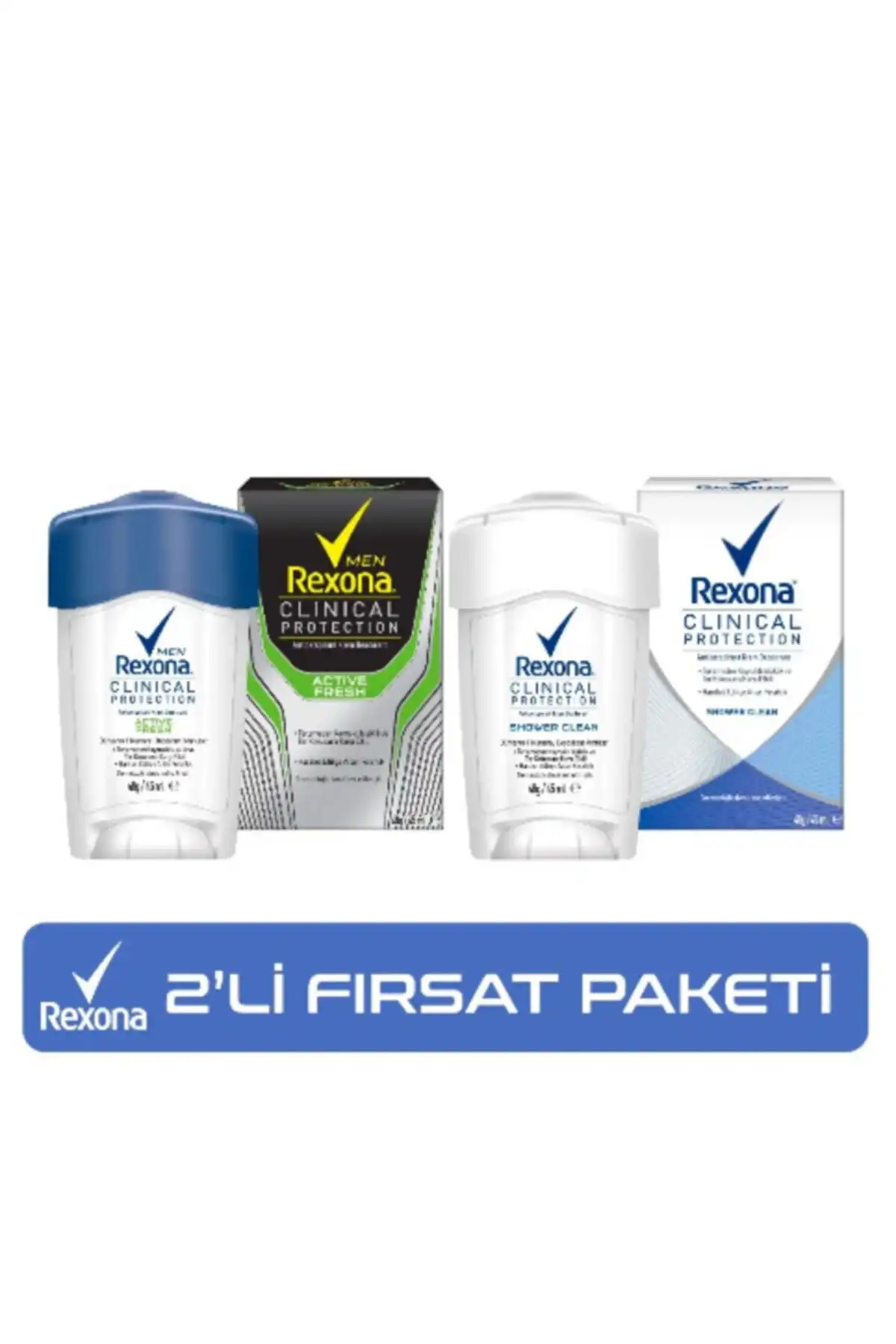 Rexona Clinical Protection 2li Fırsat: Shower Clean Ve Active Fresh Deodorant