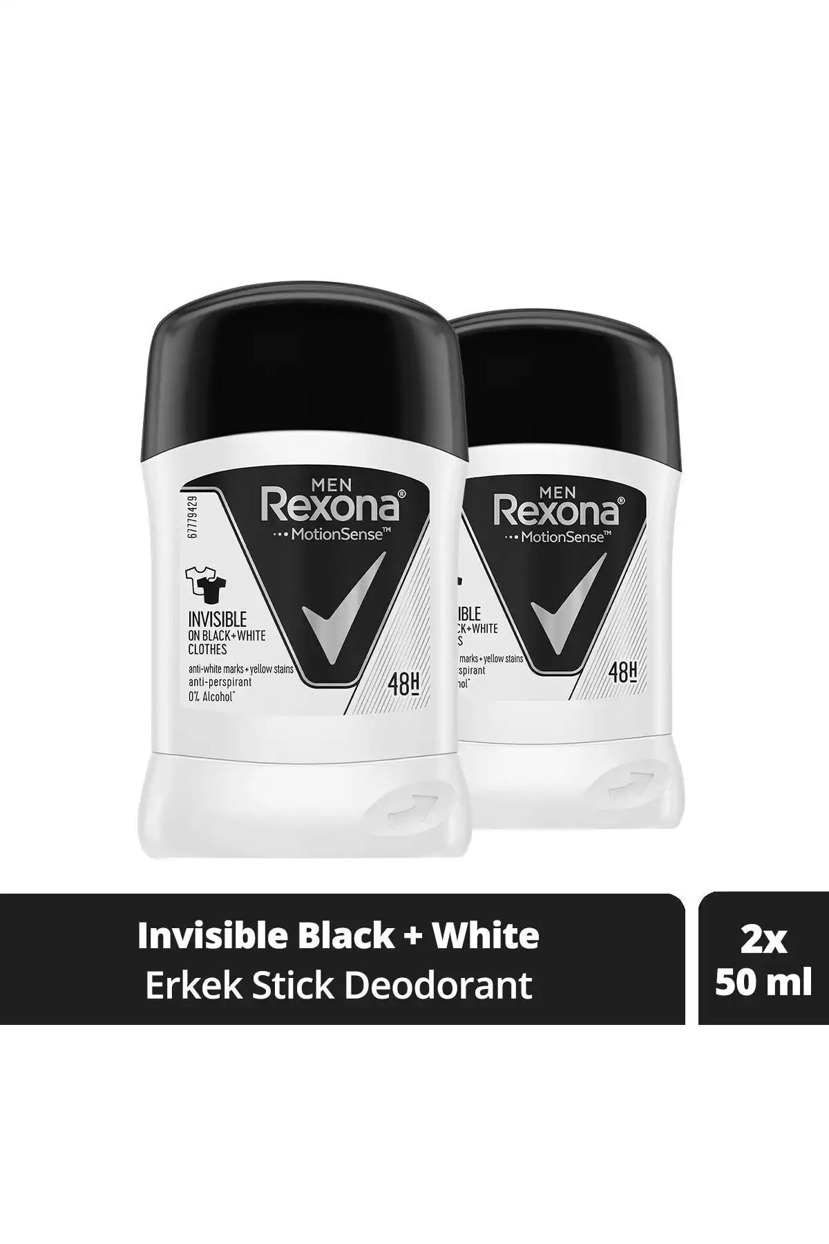 Rexona Erkek Deodorant Stick Invisible Black White 50 ml X2 Ürünü