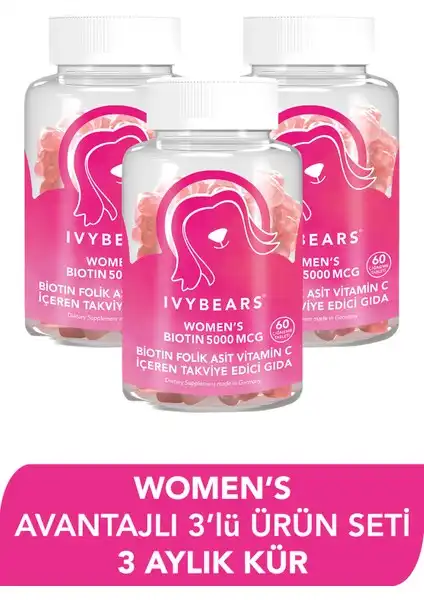 Ivybears Kadın Saç Vitamini Biotin 5000 MCG ve Faydaları Hakkında Bilgi