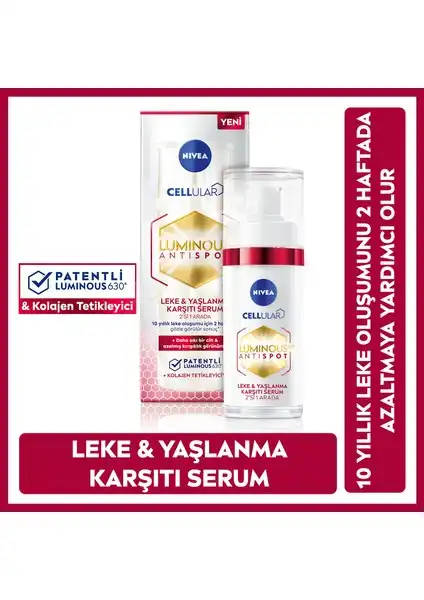 NIVEA Luminous630: Yaşlanma Karşıtı Hyaluronik Asit İçeren Cilt Serumu Ürünü
