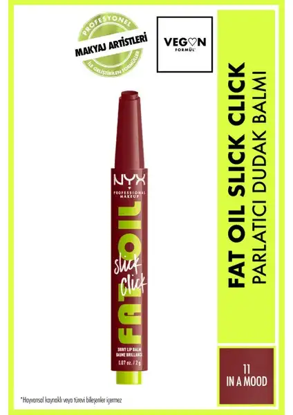 NYX Fat Oil Slick Click Parlatıcı Dudak Balmı ile Nemli ve Işıldayan Dudaklar Elde Edin
