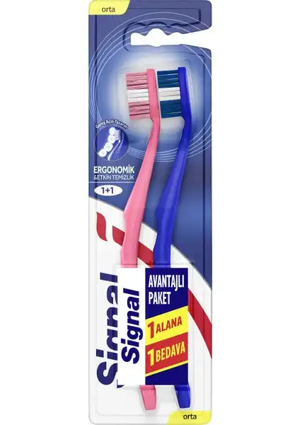 Signal Ergonomik Geniş Açılı Tasarım 2'li Diş Fırçası ile Diş Sağlığınızı Koruyun