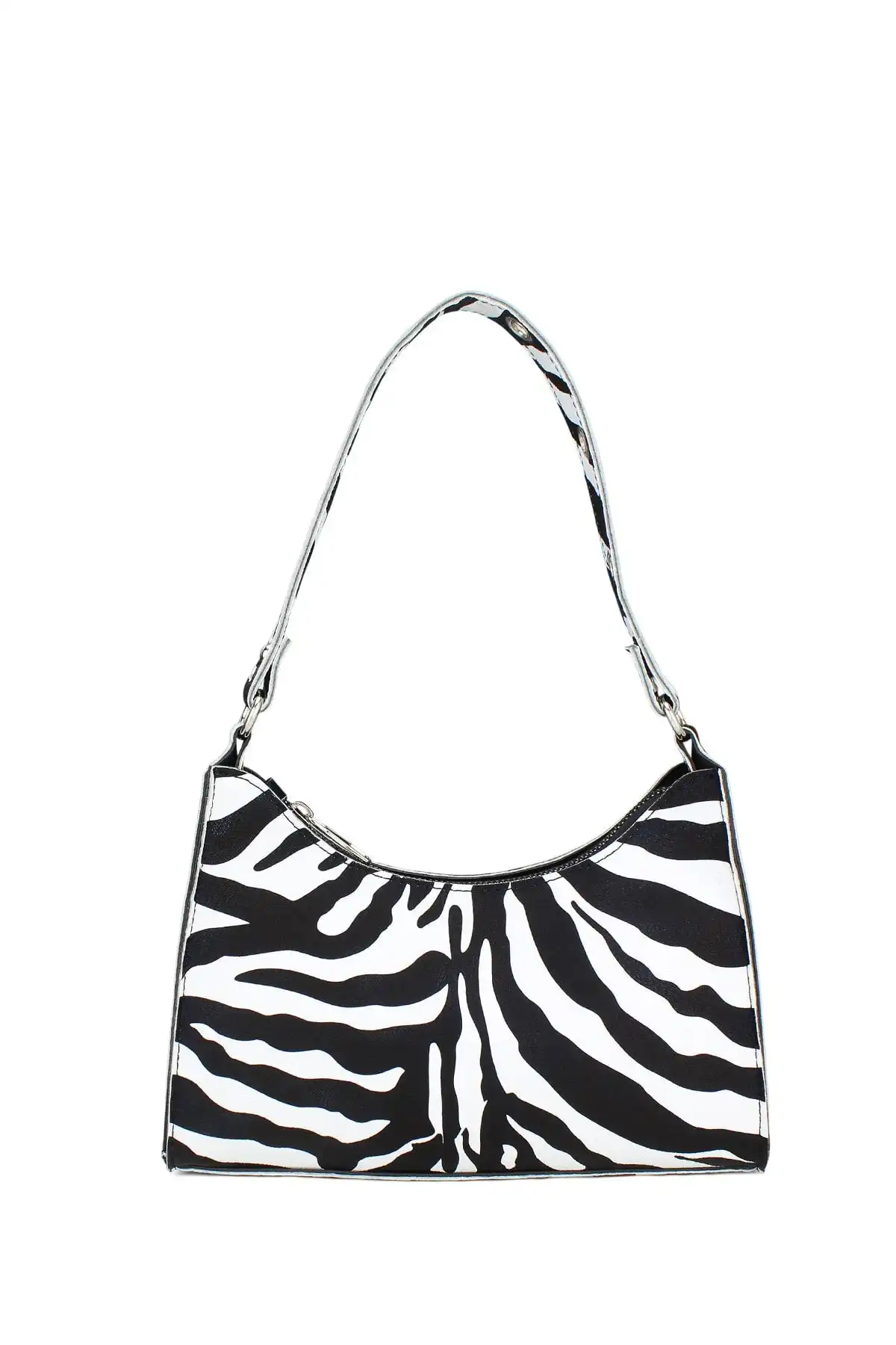 Housebags Kadın Zebra Desenli Baguette Çanta Modern ve Şık Günlük Kullanım İçin
