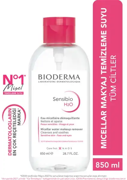 Bioderma Sensibio H2O: Hassas Ciltler için Mükemmel Misel Temizleme Suyu 850 ml