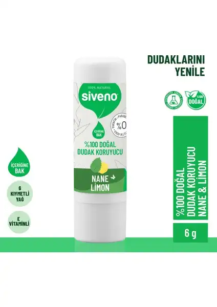 Siveno Doğal Nane Limon Dudak Koruyucu: Doğal Nemlendirici Çözüm