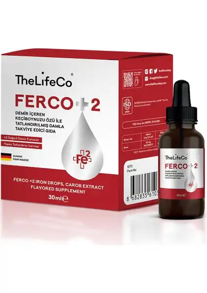TheLifeCo Ferco +2 Değerlikli Demir Damlası: Sağlıklı Yaşam için Etkili Takviye