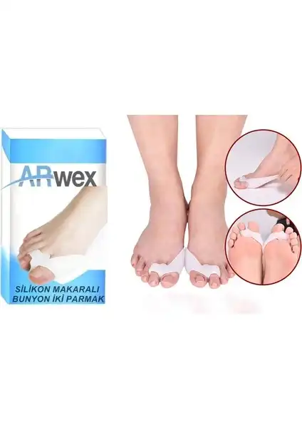 Arwex İki Parmak Silikon Makaralı Ayak Baş Parmak Kemik Bunyon Koruyucu Çift