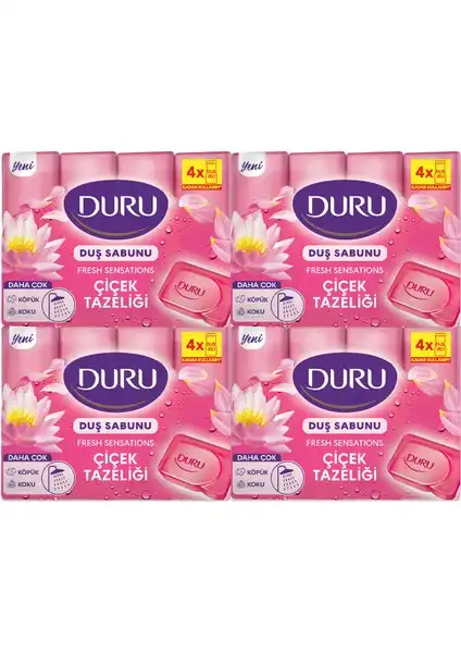 Duru Fresh Sensations Çiçek Tazeliği Duş Sabunu 16 Adet, Doğal ve Ferahlatıcı Temizlik