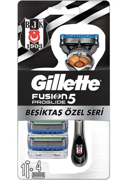 Gillette Fusion Proglide Erkek Tıraş Makinesi ve 3'lü Yedek Bıçak Beşiktaş Özel Seri