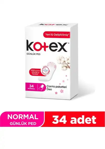 Kotex Günlük Ped Uzun Çanta Paketleri Deo: Yüksek Emicilik ve Konfor Sunan Güvenilir Hijyen Ürünü