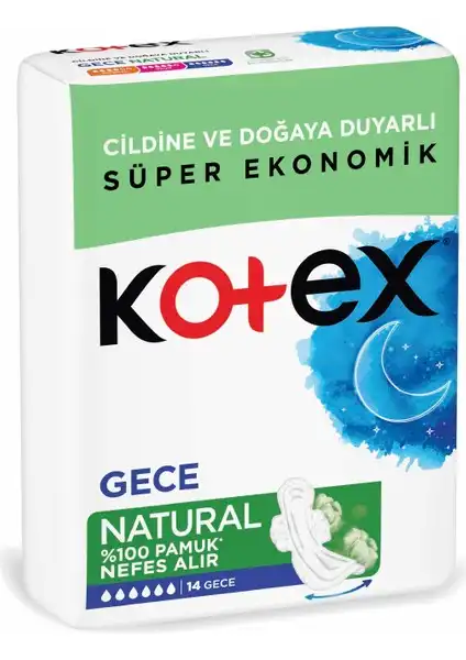Kotex Natural Hijyenik Ped Pamuk Gece 14’lü: Yüksek Emicilik ve Konfor Sunan Güvenilir Ped