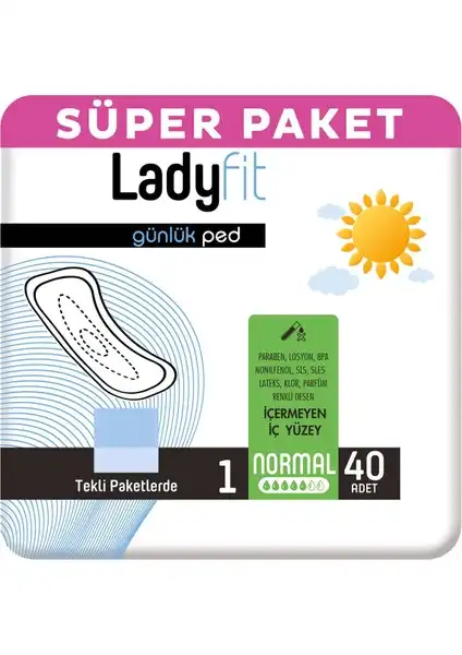 Ladyfit Günlük Ped Normal 40 Ped ile Günlük Hijyen ve Konfor Sağlayın