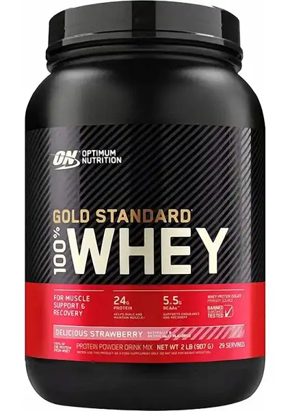 Optimum Nutrition Gold Standard Whey Protein Tozu Çilek Aroması 908 Gr – Kas Gelişimi ve Diyet İçin Uygun
