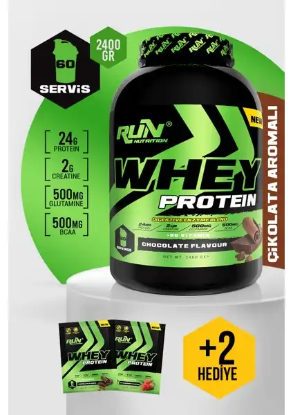 Run Nutrition Whey Protein 2.4 Kg Çikolata Aromasıyla Sağlıklı Kas Gelişimi İçin Ideal Bir Protein Takviyesi