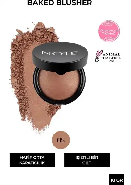 Note Baked Allık Işıltılı Highlighter 05 Mocha Taste ile Cildinize Işıltı Katın