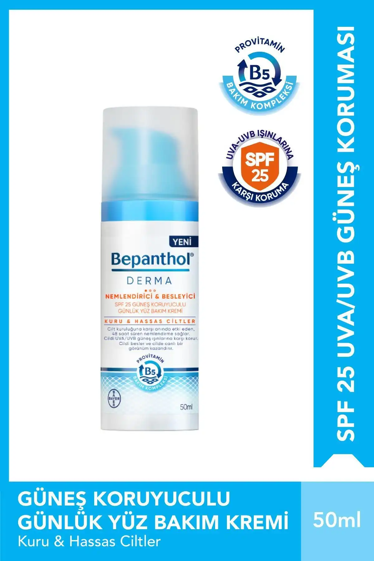 Bepanthol® Derma Nemlendirici & Besleyici SPF 25 Günlük Yüz Kremi