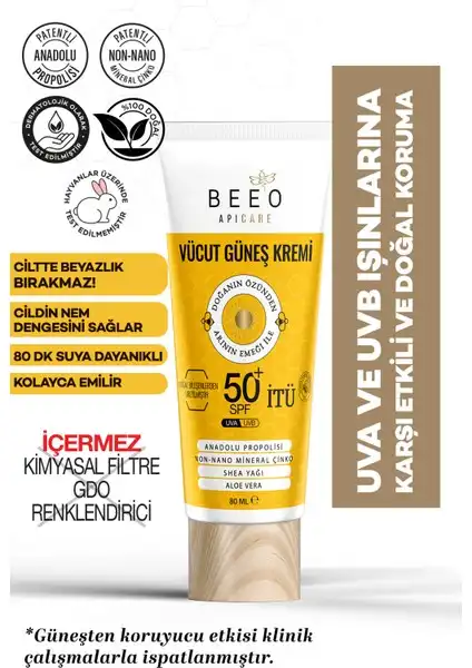 BEE'O Apicare Propolisli Vücut Güneş Kremi: Doğal ve Güvenilir Güneş Koruma Çözümü