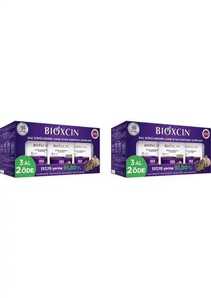 Bioxcin Siyah Sarımsaklı Şampuan 2'li seti saç dökülmesine karşı doğal güç sağlar