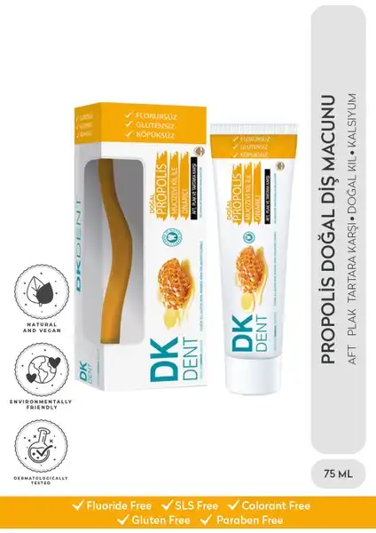 Dk Dent Propolis Aromalı Diş Macunu ve Diş Fırçası Doğal Onarıcı ve Hassas Dişler İçin