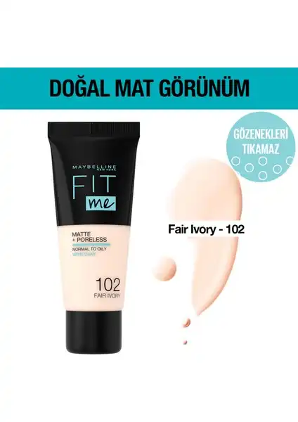 Maybelline Fit Me Matte Fondöten Doğal ve Mat Görünüm İçin Günlük Kullanıma Uygun