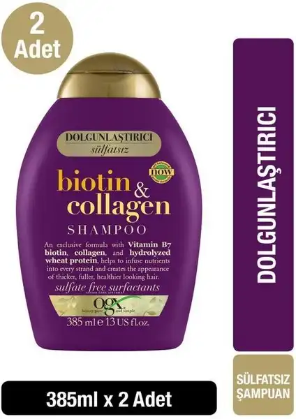 OGX Dolgunlaştırıcı Sülfatsız Şampuan Biotin ve Kolajen ile Saçlarınızda Doğal Hacim ve Sağlık