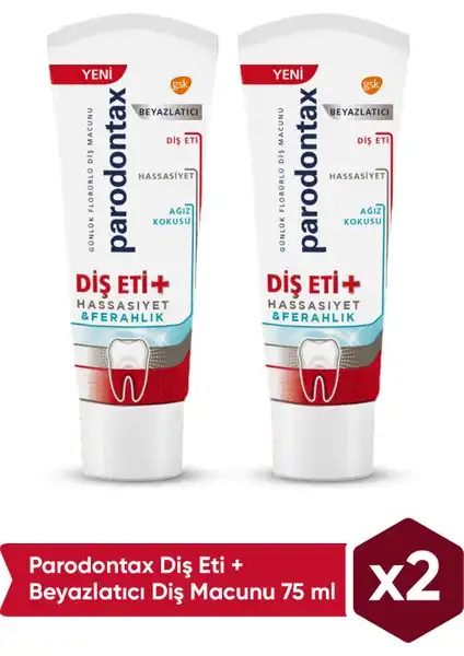 Parodontax Diş Eti ve Diş Macunu 75 ml x 2 Adet Güçlü ve Sağlıklı Gülüşler İçin