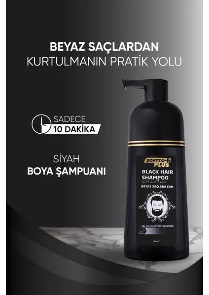 Softto Plus Siyah Saç Şampuanı Beyazları Hızlı ve Doğal Siyaha Çevirir