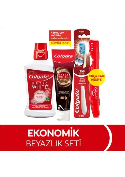 Colgate Optic White: Kahve, Çay ve Tütün Lekeleri için Ağız Bakım Seti
