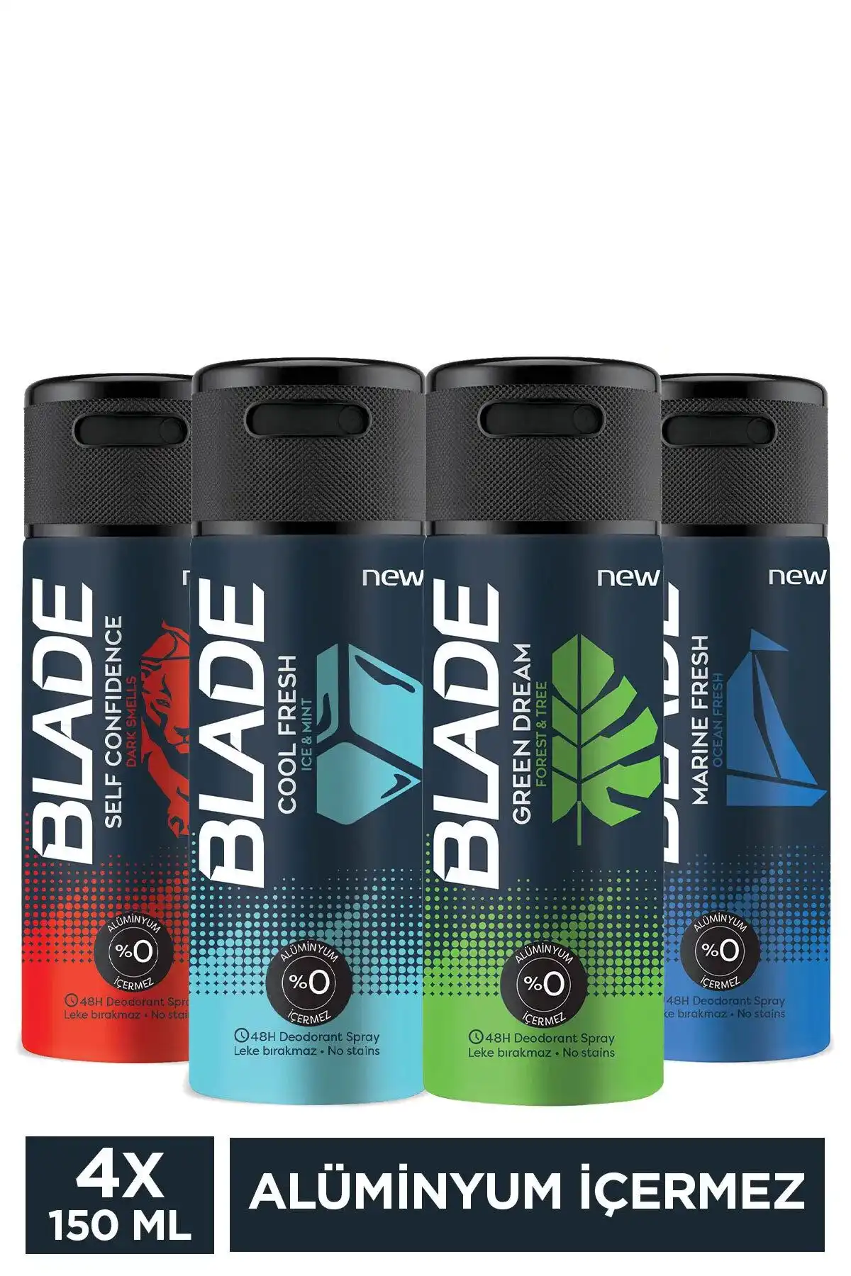 Blade Erkek Deodorant İncelemesi: 150 Ml 4'lü Set ve 3x150ml Blade Faster