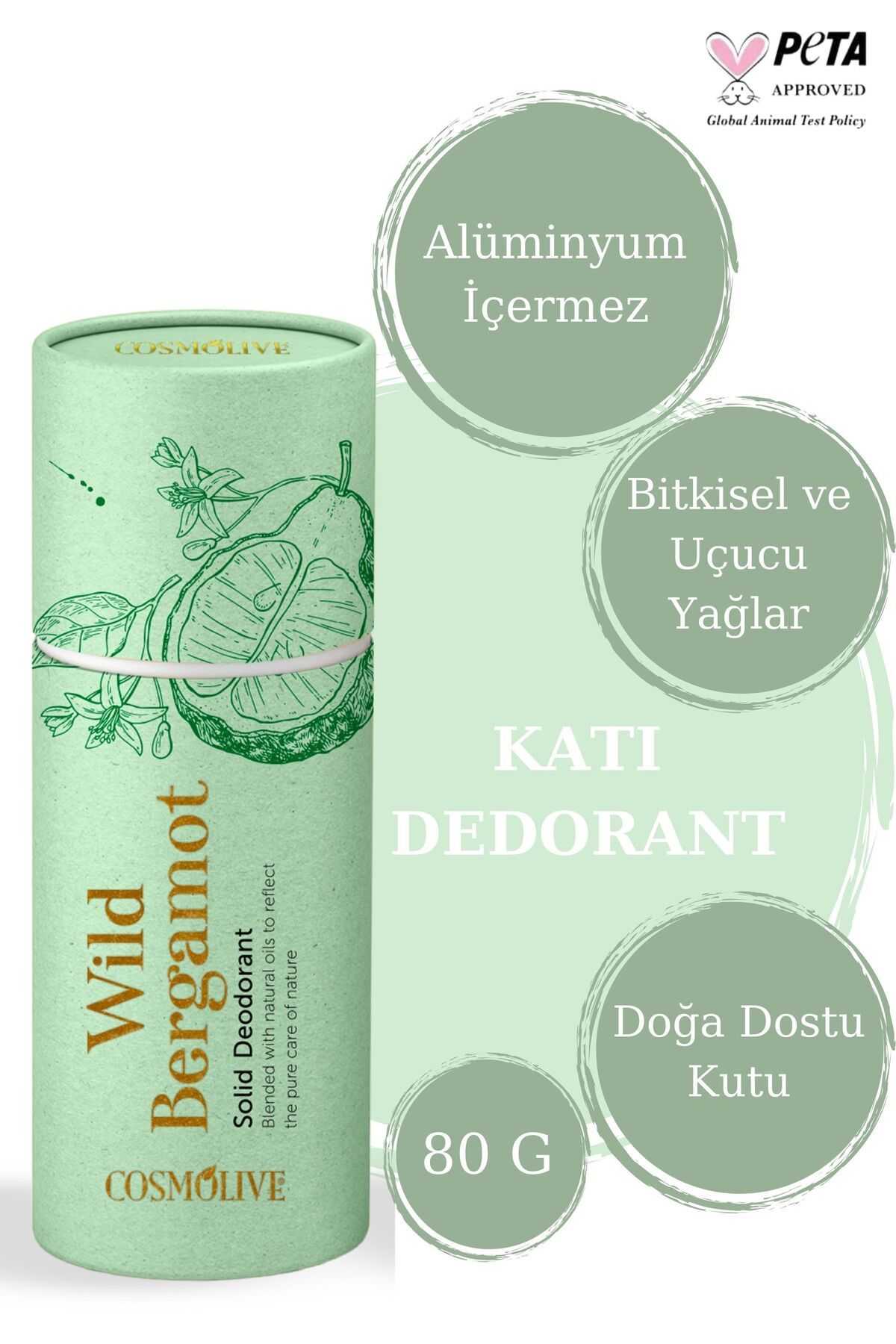 Cosmolive Doğal Roll On Stick Koltuk Alti Deodorant Organik Rolon Kokusuz Bergamot 80gr