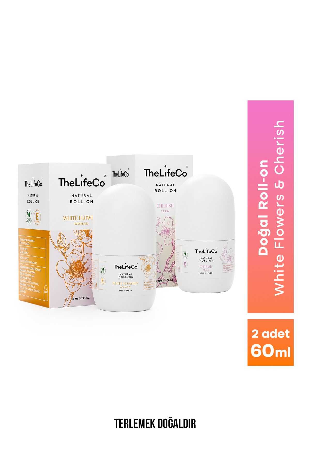 TheLifeCo Doğal Roll-on White Flowers Woman & Roll-on Cherish Teenage 60 ml (DOĞAL DEODORANT)