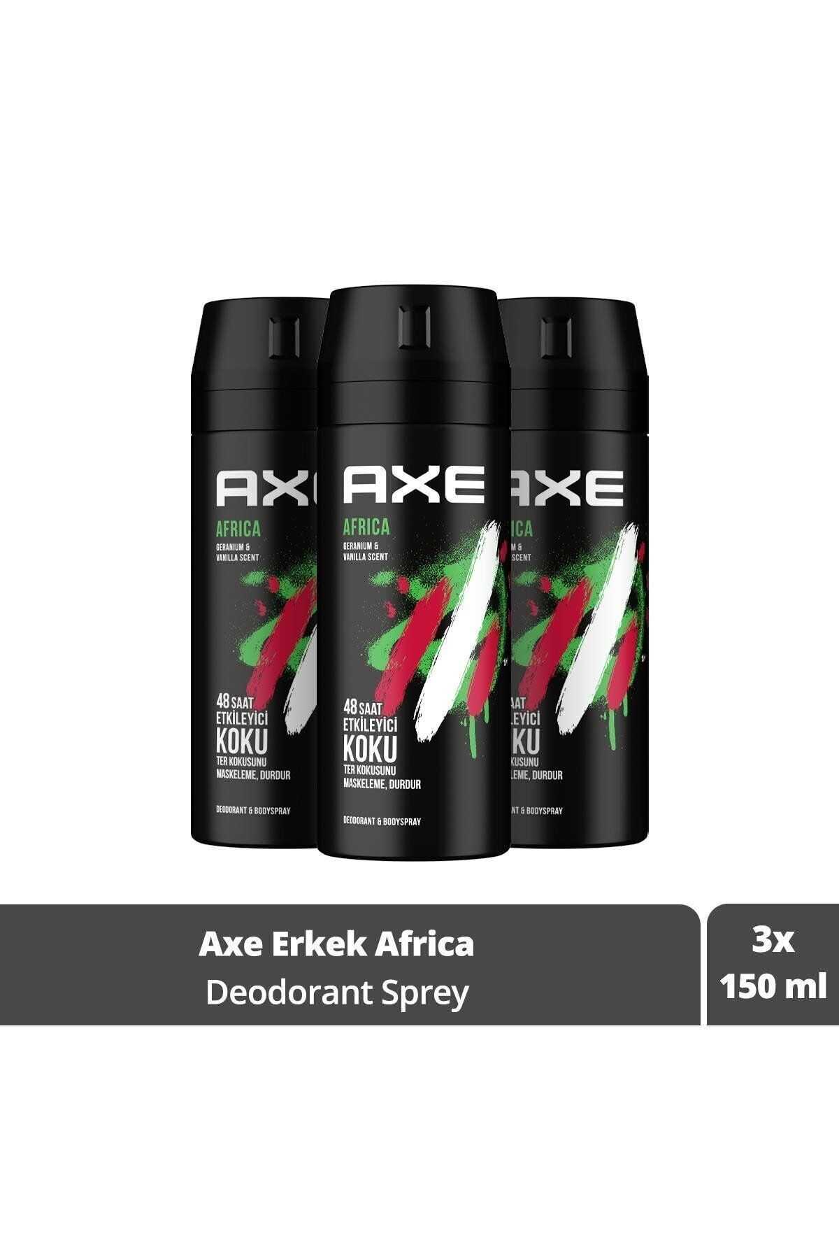 Axe Erkek Sprey Deodorant Africa 48 Saat Etkileyici Koku 150 ml X3 Adet