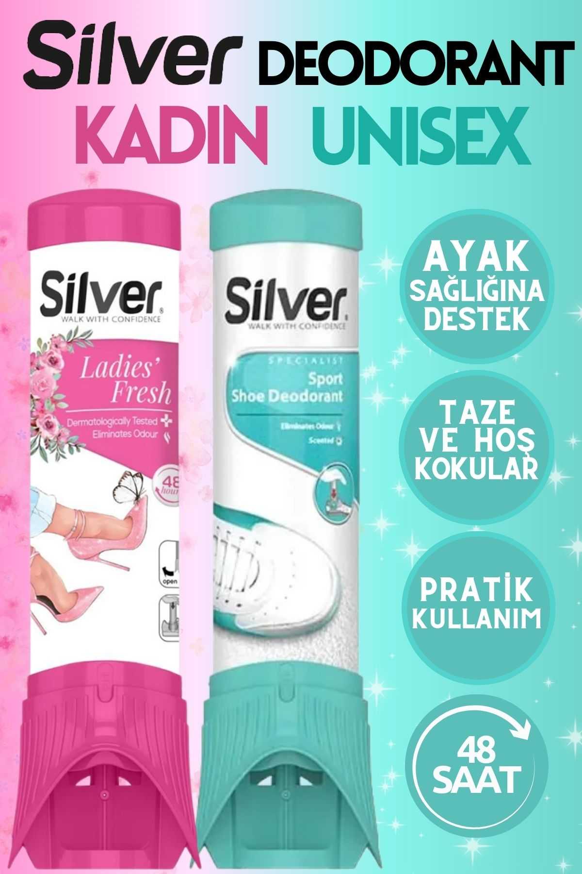 Silver 2'li Kadın ve Unisex Ayakkabı Deodorantı Ayak Koku Giderici Terleme Önleyici 100 ML Ladies&Unisex Fr