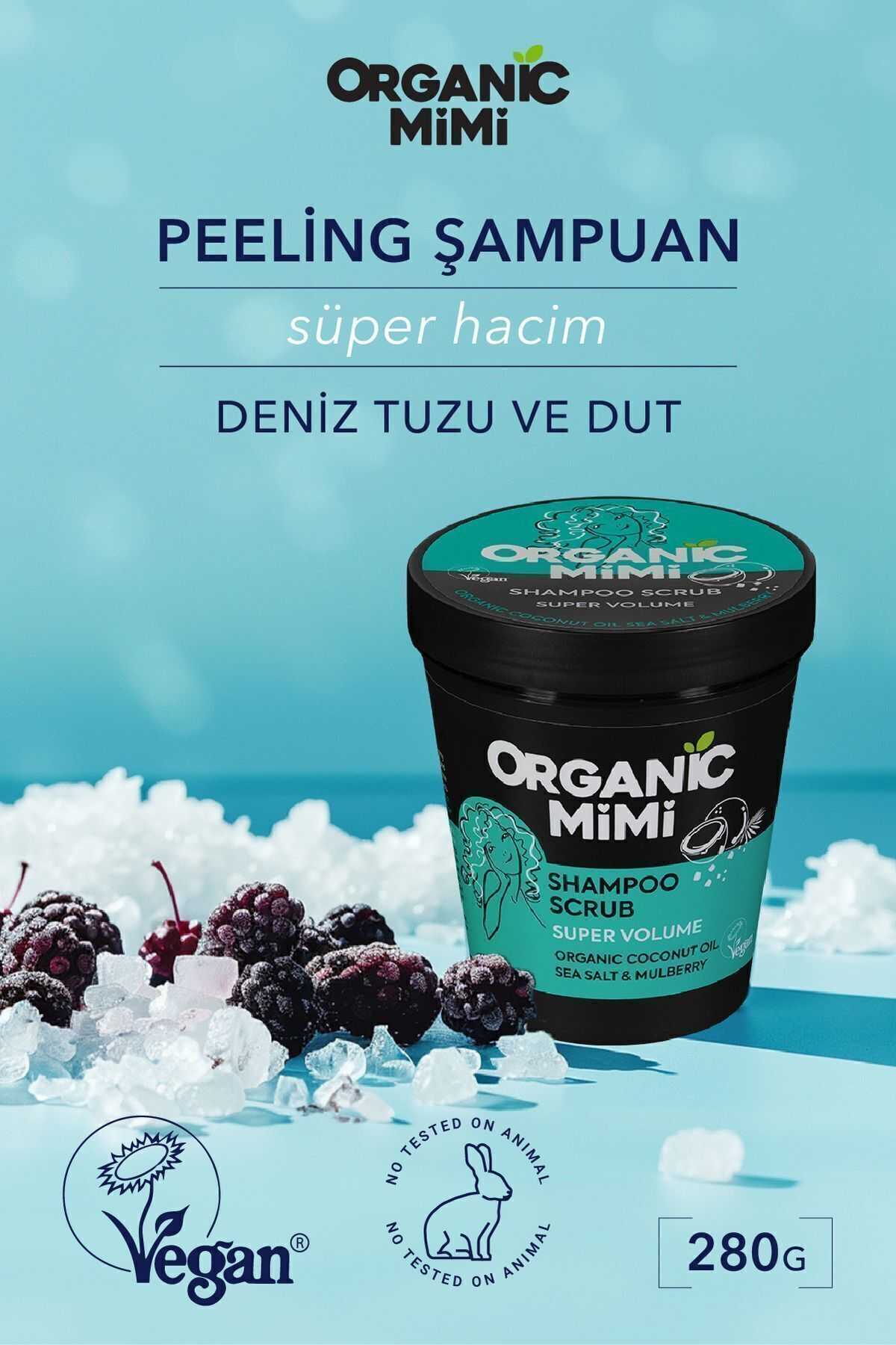 ORGANİC MİMİ Süper Hacim Deniz Tuzu Ve Dut Peeling Şampuan Organik, Kepek Önleyici Kırık Uçları Onarıcı 280 G