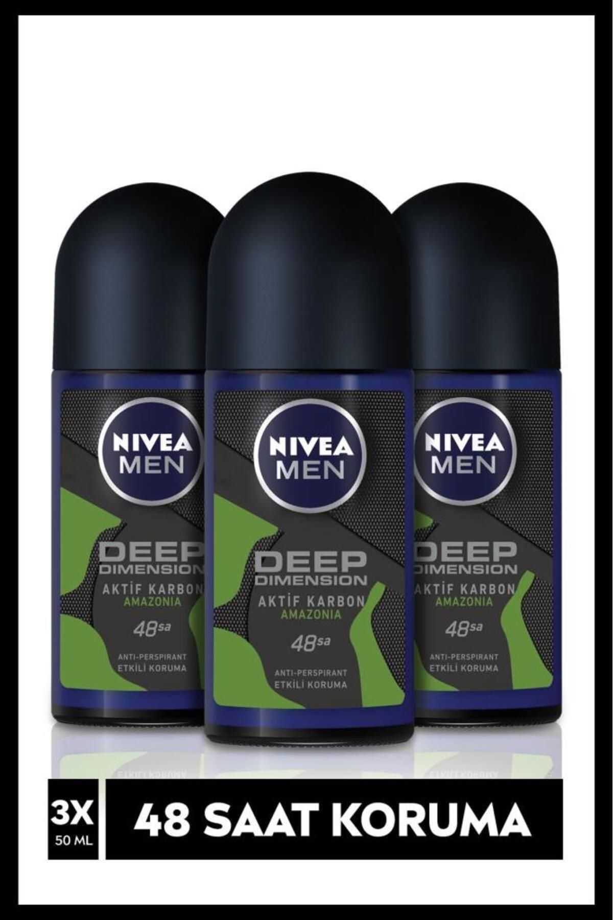 NIVEA Men Erkek Roll-on Deodorant Amazonia 50ml, 48 Saat Anti-perspirant Koruma, Ter Karşıtı, X3 Adet