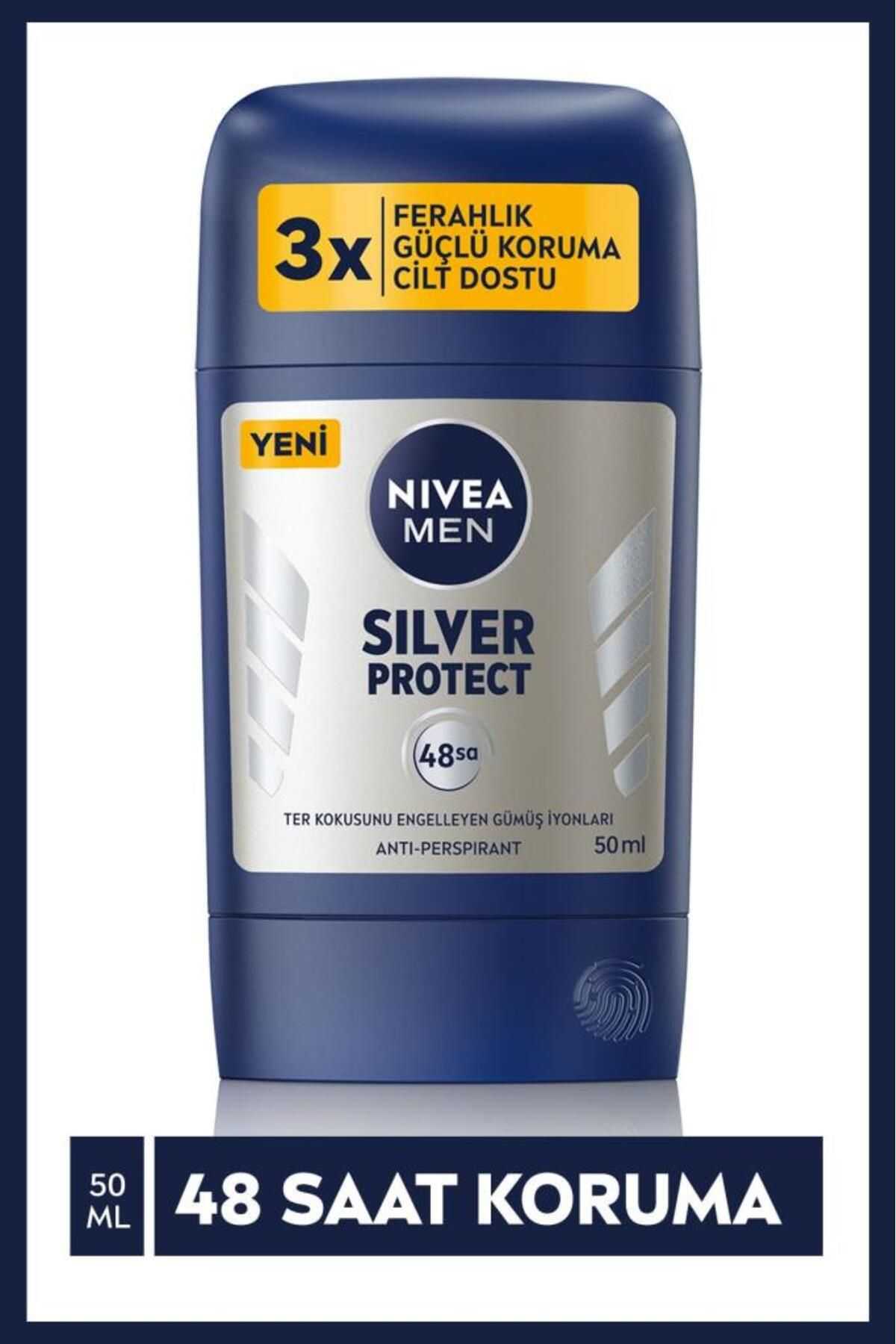NIVEA Men Erkek Stick Deodorant Silver Protect 50 Ml, Ter Ve Ter Kokusna Karşı 48 Saat Anti-perspira