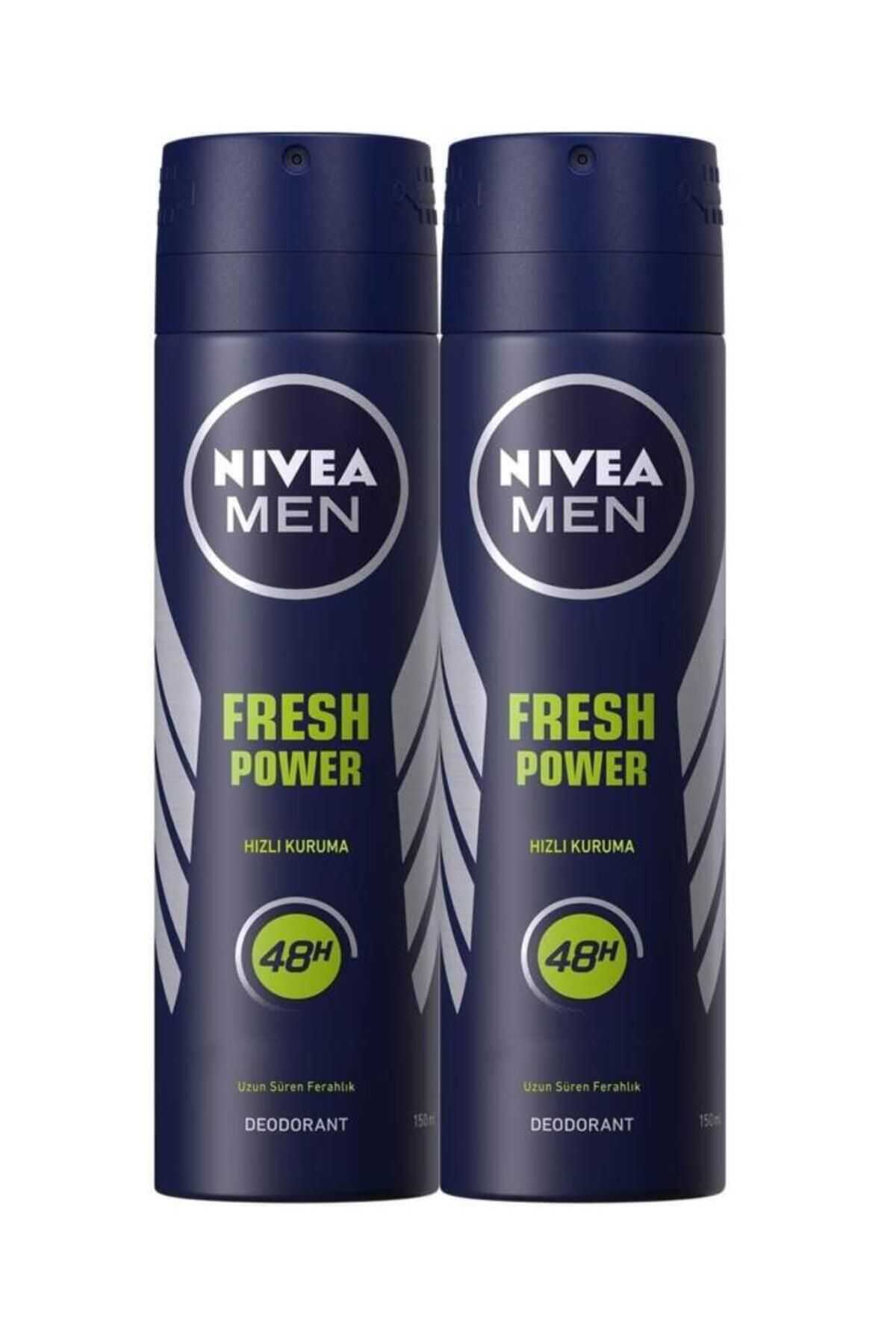 NIVEA MEN Erkek Sprey Deodorant Fresh Power 150ml, Ter Korumasına Karşı 48 Saat Koruma, X2 Adet