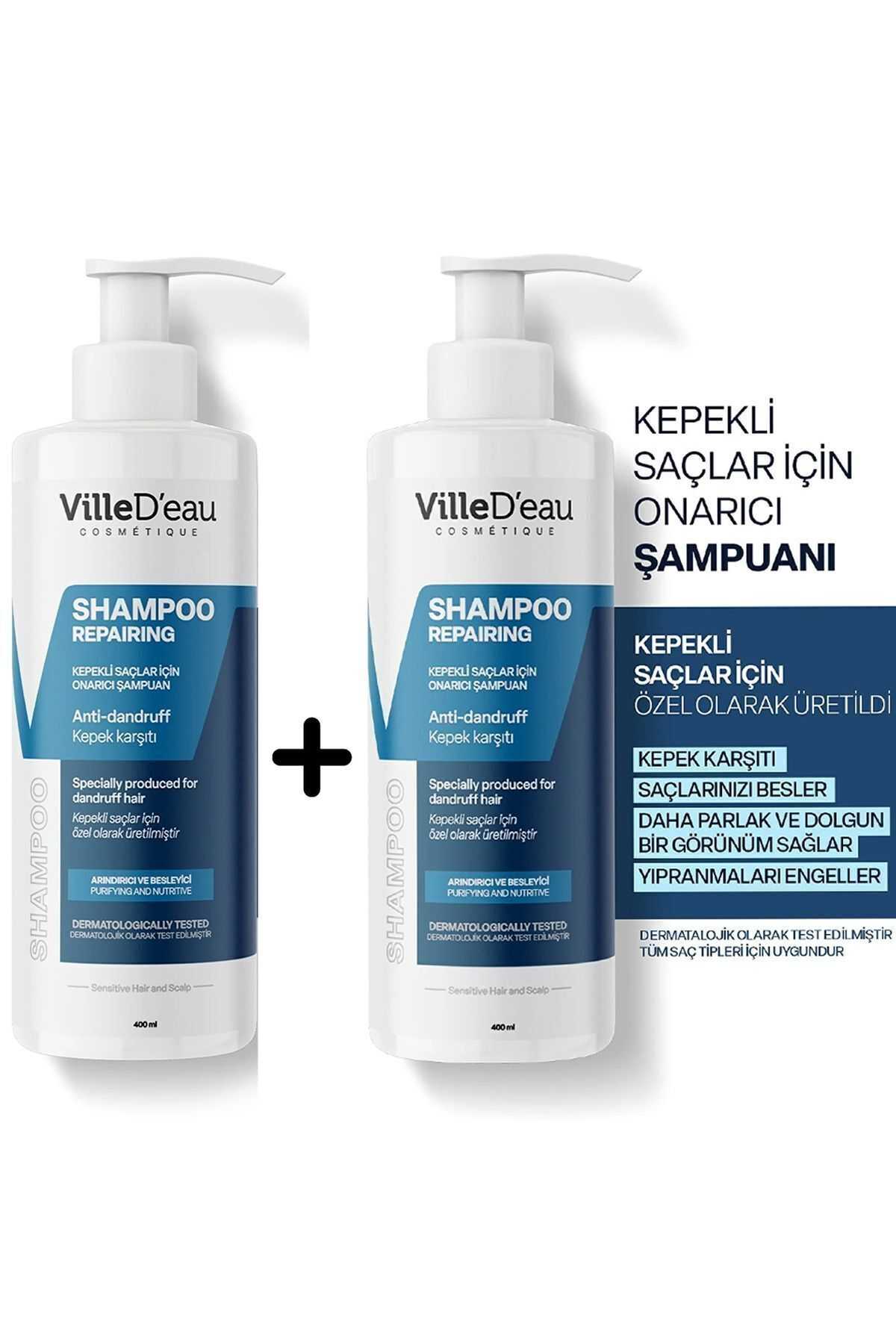 VilleD'eau 2 Adet Kepekli Kaşıntılı Ve Egzamalı Saçlar Için Onarıcı - Arındırıcı Ve Besleyici Şampuan 400ml