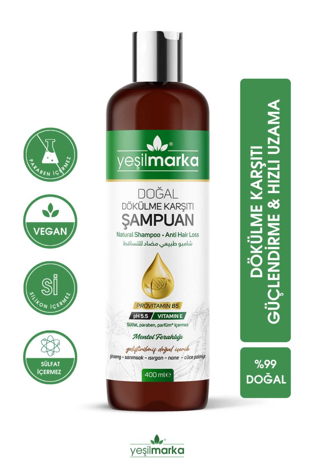 yeşilmarka Doğal Dökülme Karşıtı Şampuan- Organik Içerikli- Vegan- Sülfatsız- Silikonsuz- Parabensiz